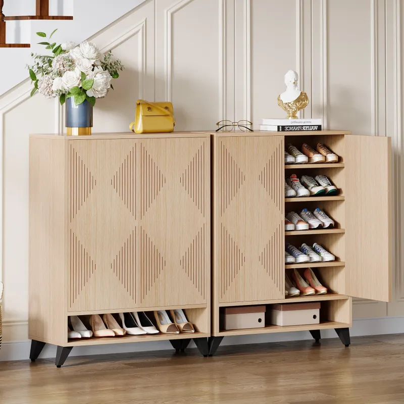 Tribesigns Shoe Racks & Cabinets|Shoe Racks & Cabinets*Wood Shoe Cabinet, 6 - Tier Shoe Organizer Storage Cabinet with Adjustable Shelves