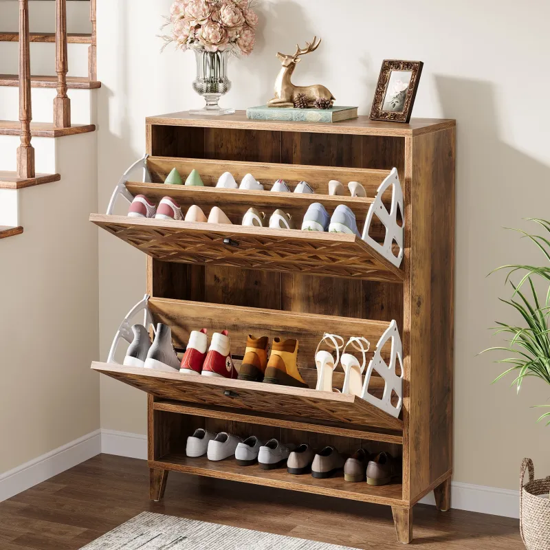 Tribesigns Shoe Racks & Cabinets|Shoe Racks & Cabinets*Wood Shoe Cabinet, Shoe Storage Organizer with 2 Flip Drawers