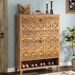 Tribesigns Shoe Racks & Cabinets|Shoe Racks & Cabinets*Wood Shoe Cabinet, Shoe Storage Organizer with 2 Flip Drawers