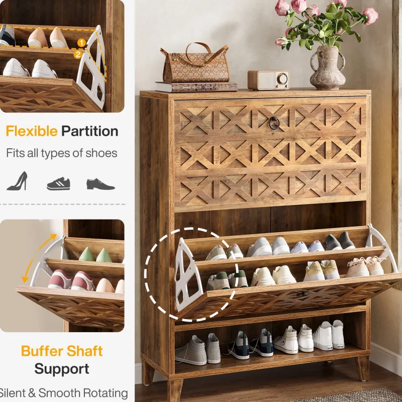 Tribesigns Shoe Racks & Cabinets|Shoe Racks & Cabinets*Wood Shoe Cabinet, Shoe Storage Organizer with 2 Flip Drawers
