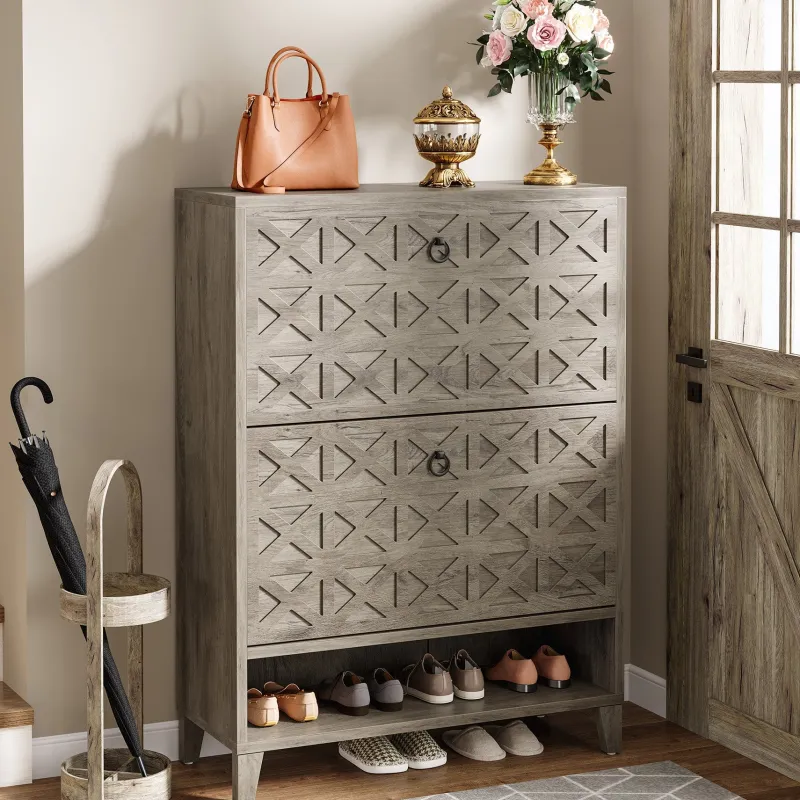 Tribesigns Shoe Racks & Cabinets|Shoe Racks & Cabinets*Wood Shoe Cabinet, Shoe Storage Organizer with 2 Flip Drawers