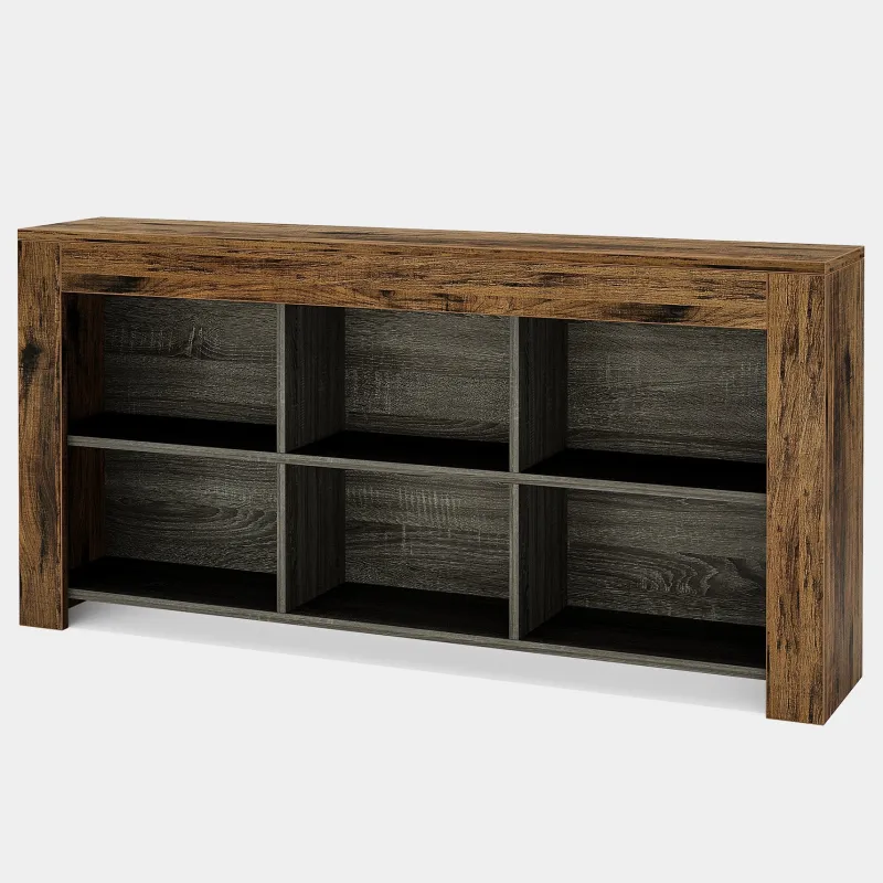 Tribesigns Console Tables|Console Tables*Wood Sofa Table, Rustic Console Table Entryway Table with 6 Storage Cubes