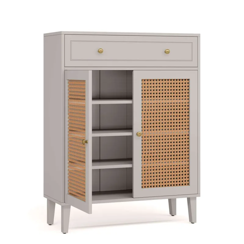 Tribesigns Shoe Racks & Cabinets|Shoe Racks & Cabinets*Wooden Shoe Cabinet, Rattan Shoe Organizer with Doors and Drawer