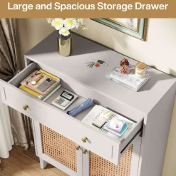 Tribesigns Shoe Racks & Cabinets|Shoe Racks & Cabinets*Wooden Shoe Cabinet, Rattan Shoe Organizer with Doors and Drawer
