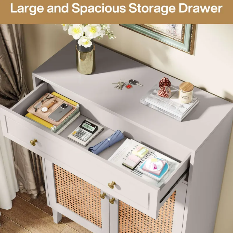 Tribesigns Shoe Racks & Cabinets|Shoe Racks & Cabinets*Wooden Shoe Cabinet, Rattan Shoe Organizer with Doors and Drawer