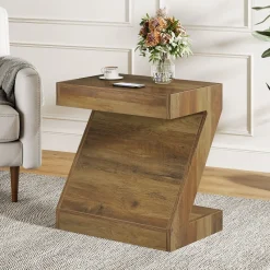 Tribesigns End & Side Tables*Z - Shaped End Table, Wooden Side Table Nightstand