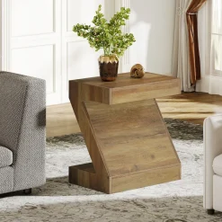 Tribesigns End & Side Tables*Z - Shaped End Table, Wooden Side Table Nightstand